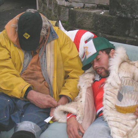 dude... Jesse is passed out with a bum. wtf.